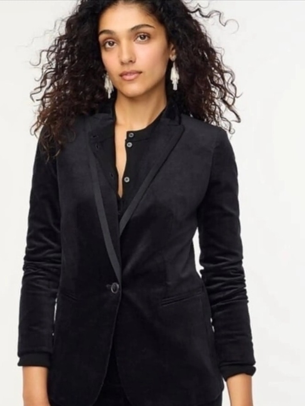 J. Crew Factory Black Velvet Single-Button Blazer